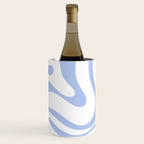 Modern Liquid Swirl Abstract Square in White and Light Blue Periwinkle  Wine Chiller Gallery Image 1