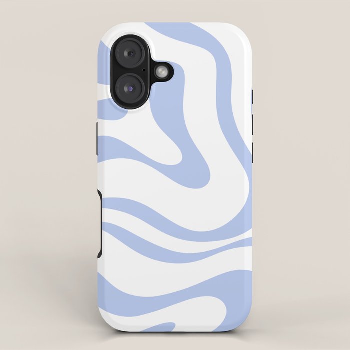 Modern Liquid Swirl Abstract Square in White and Light Blue Periwinkle  iPhone Case Gallery Image 1