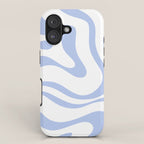 Modern Liquid Swirl Abstract Square in White and Light Blue Periwinkle  iPhone Case Gallery Image 1