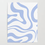Modern Liquid Swirl Abstract Square in White and Light Blue Periwinkle  Poster Gallery Image 4