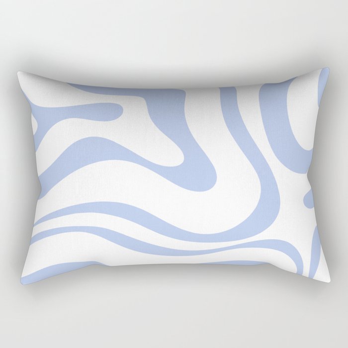 Modern Liquid Swirl Abstract Square in White and Light Blue Periwinkle  Rectangular Pillow Gallery Image 1