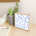 Modern Liquid Swirl Abstract Square in White and Light Blue Periwinkle  Mini Art Print Gallery Image 2