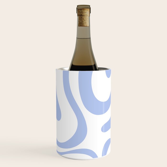Modern Liquid Swirl Abstract Square in White and Light Blue Periwinkle  Wine Chiller Gallery Image 3