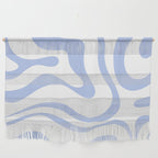 Modern Liquid Swirl Abstract Square in White and Light Blue Periwinkle  Wall Hanging Gallery Image 1