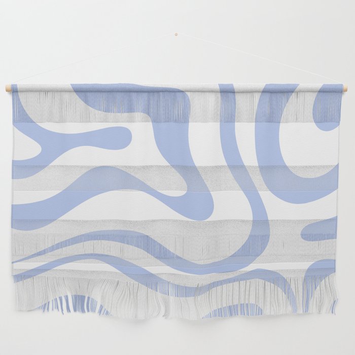Modern Liquid Swirl Abstract Square in White and Light Blue Periwinkle  Wall Hanging Gallery Image 1