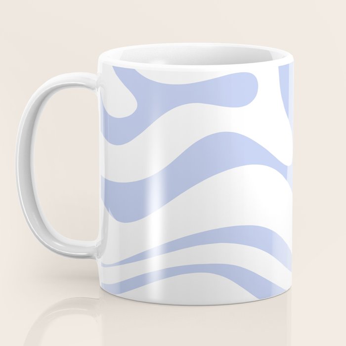 Modern Liquid Swirl Abstract Square in White and Light Blue Periwinkle  Coffee Mug Gallery Image 3