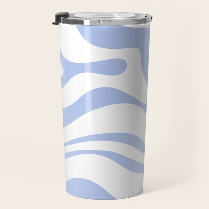 Modern Liquid Swirl Abstract Square in White and Light Blue Periwinkle  Travel Mug Gallery Image 3