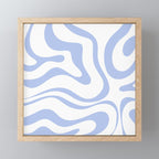 Modern Liquid Swirl Abstract Square in White and Light Blue Periwinkle  Mini Art Print Gallery Image 1