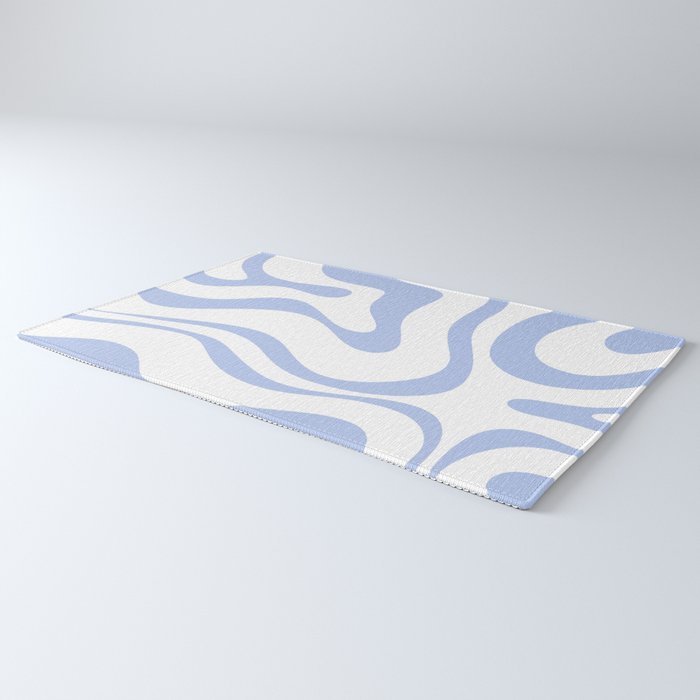 Modern Liquid Swirl Abstract Square in White and Light Blue Periwinkle  Rug Gallery Image 3