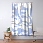 Modern Liquid Swirl Abstract Square in White and Light Blue Periwinkle  Window Curtain Gallery Image 5