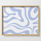 Modern Liquid Swirl Abstract Square in White and Light Blue Periwinkle  Serving Tray Gallery Image 1