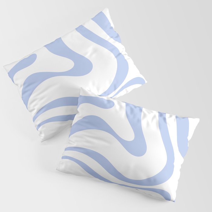 Modern Liquid Swirl Abstract Square in White and Light Blue Periwinkle  Pillow Sham Gallery Image 3