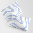 Modern Liquid Swirl Abstract Square in White and Light Blue Periwinkle  Pillow Sham Gallery Image 3