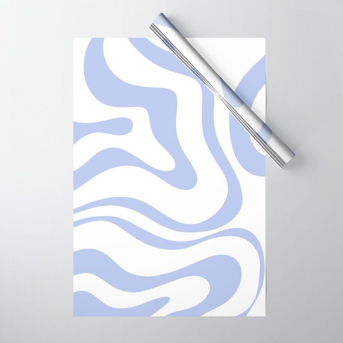 Modern Liquid Swirl Abstract Square in White and Light Blue Periwinkle  Wrapping Paper Gallery Image 1