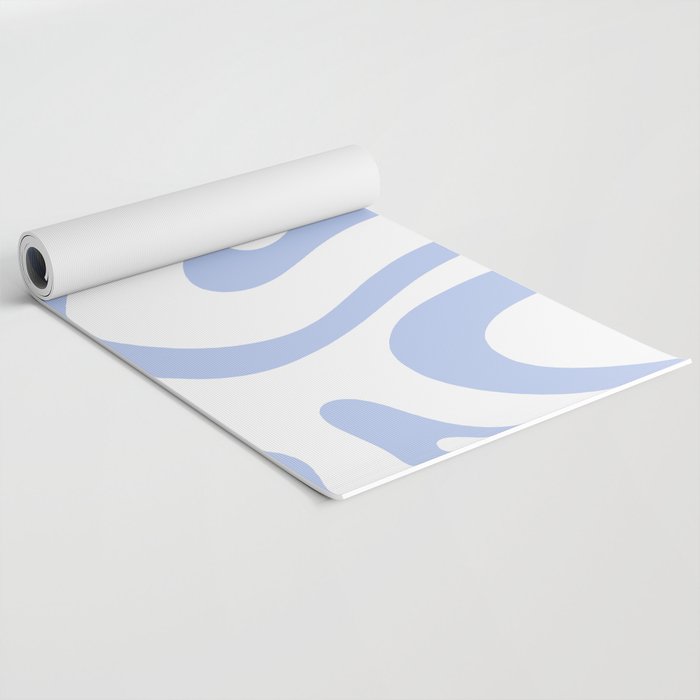 Modern Liquid Swirl Abstract Square in White and Light Blue Periwinkle  Yoga Mat Gallery Image 2