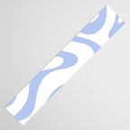 Modern Liquid Swirl Abstract Square in White and Light Blue Periwinkle  Table Runner Gallery Image 3