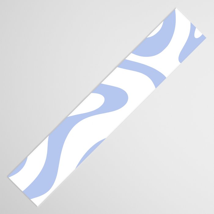 Modern Liquid Swirl Abstract Square in White and Light Blue Periwinkle  Table Runner Gallery Image 3