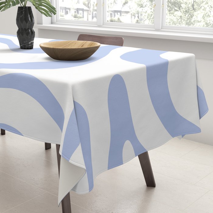 Modern Liquid Swirl Abstract Square in White and Light Blue Periwinkle  Tablecloth Gallery Image 3