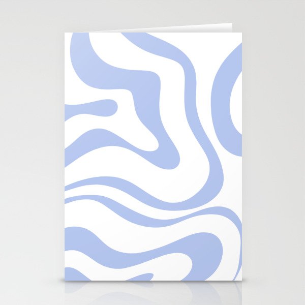 Modern Liquid Swirl Abstract Square in White and Light Blue Periwinkle  Stationery Card Gallery Image 2