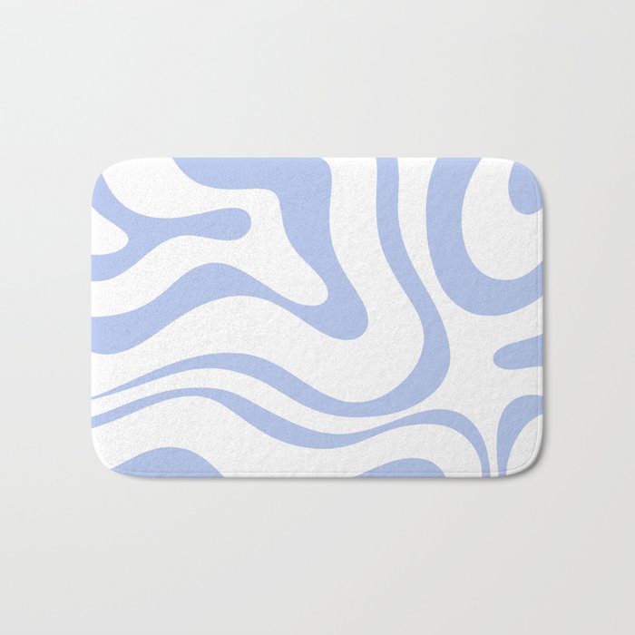 Modern Liquid Swirl Abstract Square in White and Light Blue Periwinkle  Bath Mat Gallery Image 1