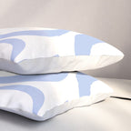 Modern Liquid Swirl Abstract Square in White and Light Blue Periwinkle  Pillow Sham Gallery Image 3