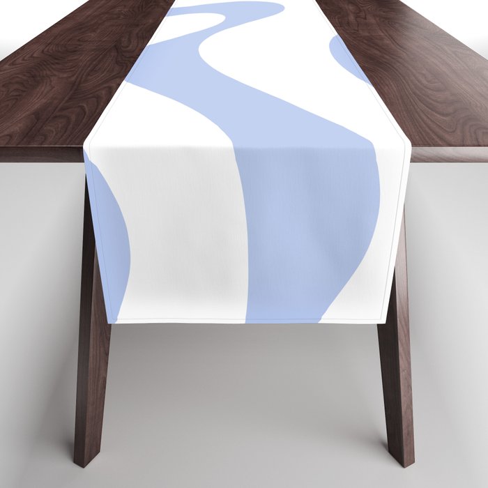 Modern Liquid Swirl Abstract Square in White and Light Blue Periwinkle  Table Runner Gallery Image 1