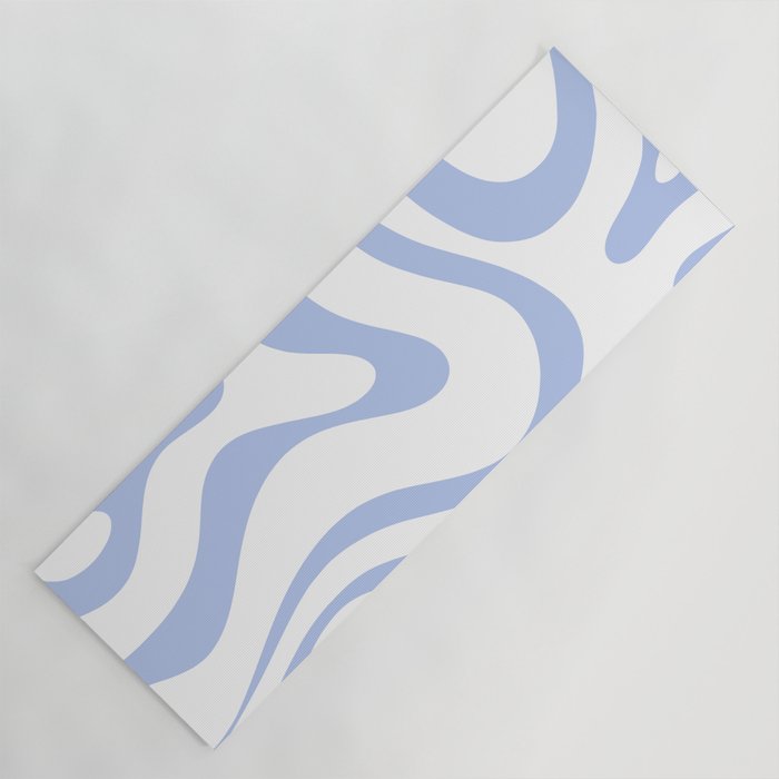Modern Liquid Swirl Abstract Square in White and Light Blue Periwinkle  Yoga Mat Gallery Image 1