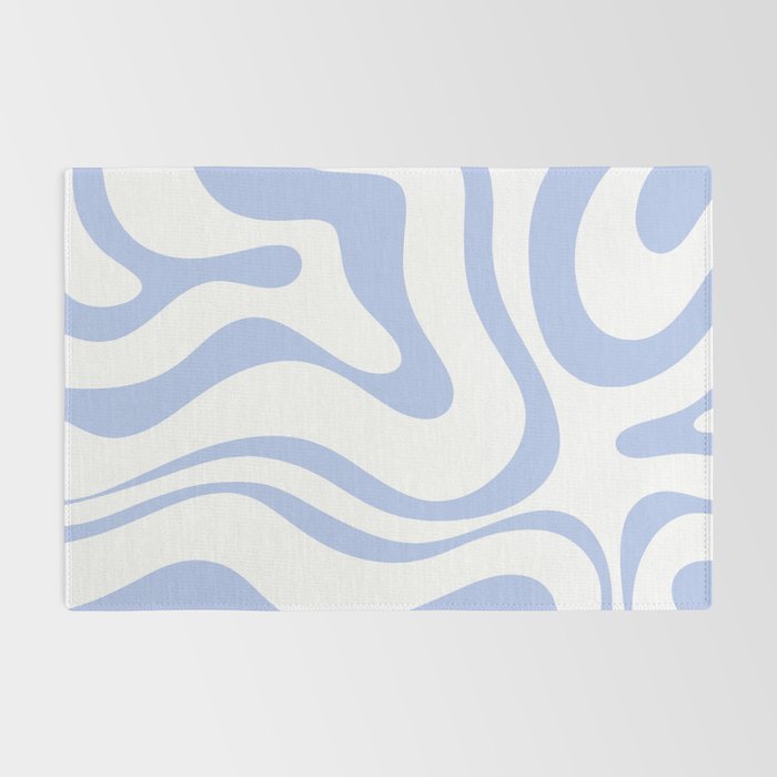 Modern Liquid Swirl Abstract Square in White and Light Blue Periwinkle  Rug Gallery Image 2