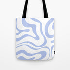 Modern Liquid Swirl Abstract Square in White and Light Blue Periwinkle  Tote Bag Gallery Image 1
