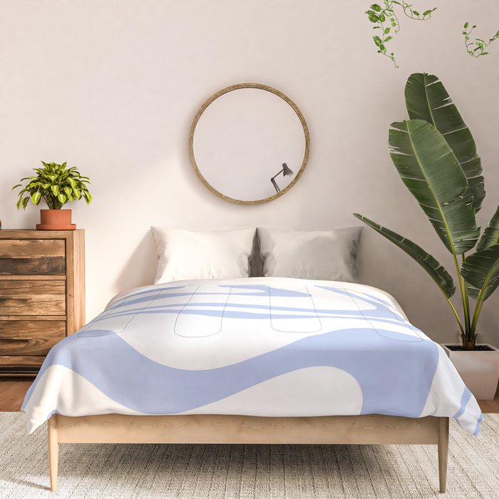 Modern Liquid Swirl Abstract Square in White and Light Blue Periwinkle  Comforter Gallery Image 3