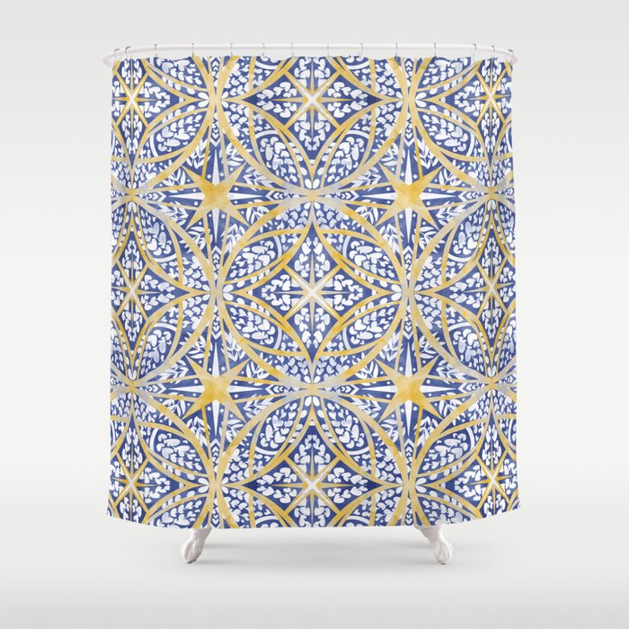 Tile wild leaves starry BY Shower Curtain Gallery Image 1