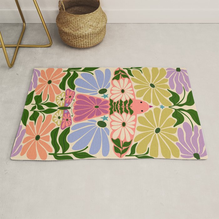 New Beginning - Floral Bird and Butterfly Rug Gallery Image 1