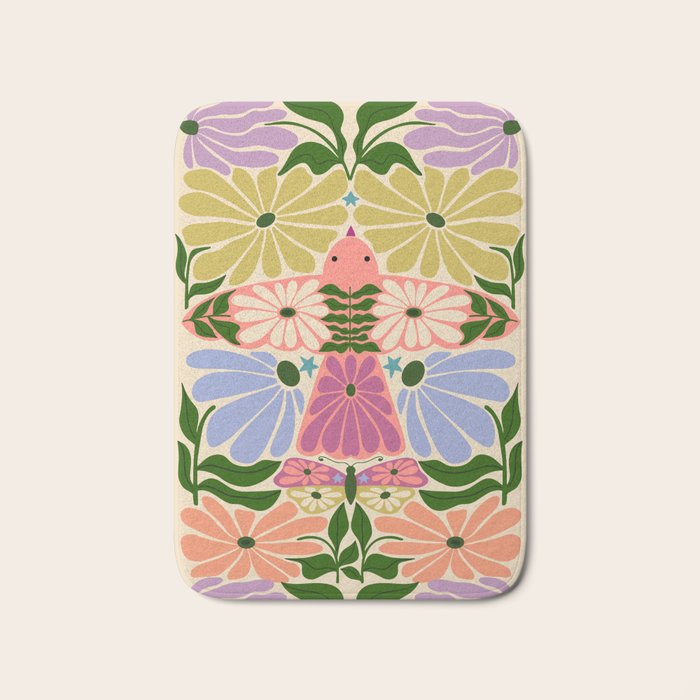 New Beginning - Floral Bird and Butterfly Bath Mat Gallery Image 1