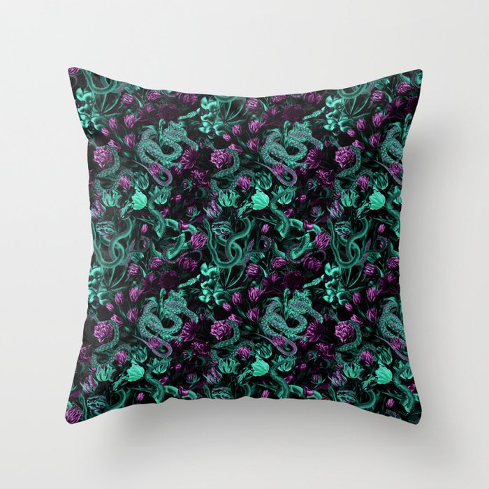Floral and Snake Night Throw Pillow Gallery Image 6