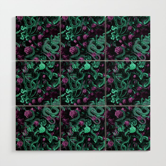 Floral and Snake Night Wood Wall Art Gallery Image 1
