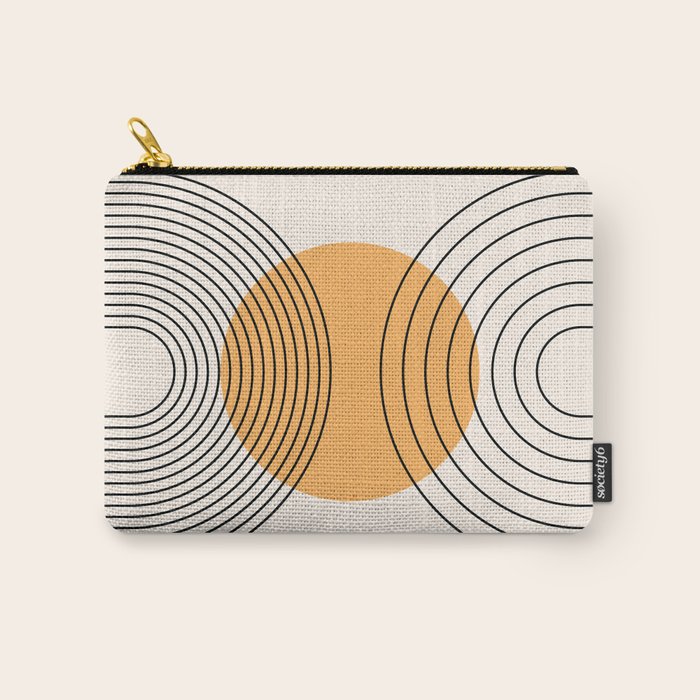Geometric Lines in Black and Beige 29 (Rainbow and Sun Abstraction) Carry All Pouch Gallery Image 1