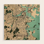 Boston City Map of the United States - Vintage Wood Wall Art Gallery Image 1