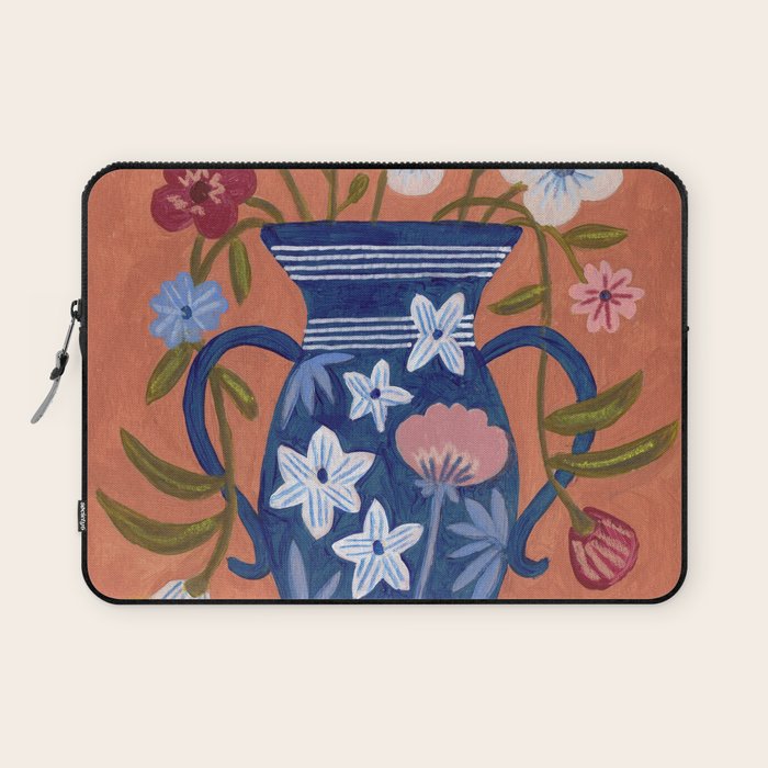 Still Life Wild Flowers Bouquet in Vase Bright colours Laptop Sleeve Gallery Image 1