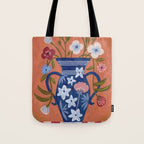 Still Life Wild Flowers Bouquet in Vase Bright colours Tote Bag Gallery Image 1