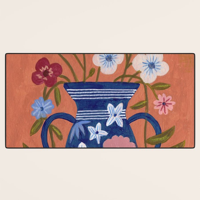 Still Life Wild Flowers Bouquet in Vase Bright colours Desk Mat Gallery Image 3