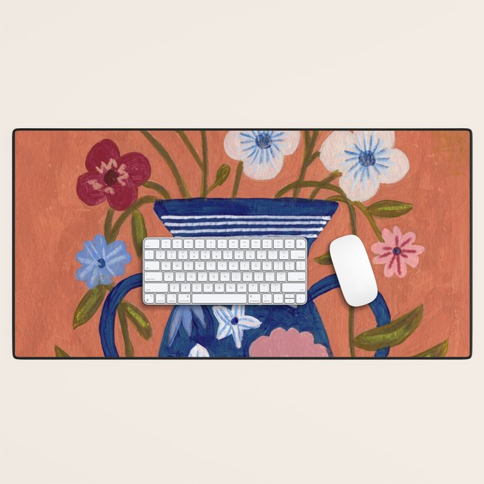 Still Life Wild Flowers Bouquet in Vase Bright colours Desk Mat Gallery Image 1