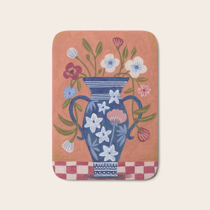 Still Life Wild Flowers Bouquet in Vase Bright colours Bath Mat Gallery Image 1