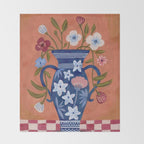 Still Life Wild Flowers Bouquet in Vase Bright colours Throw Blanket Gallery Image 2