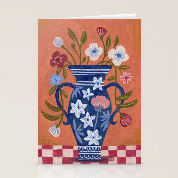 Still Life Wild Flowers Bouquet in Vase Bright colours Stationery Card Gallery Image 1