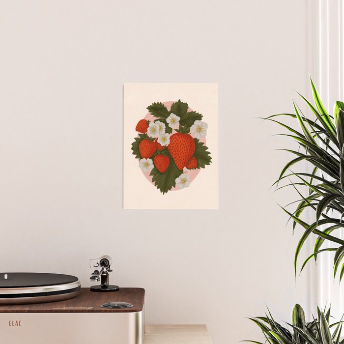Sweet Summer Strawberries and Blossoms Poster Gallery Image 2
