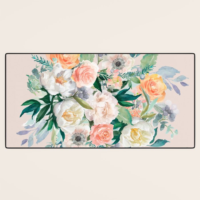 Pastel flower bouquet with roses Desk Mat Gallery Image 3