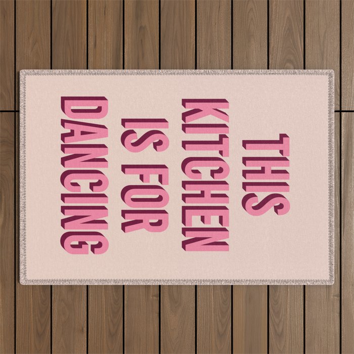 This Kitchen Is For Dancing (Pink) Outdoor Rug Gallery Image 1