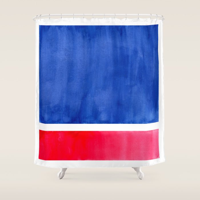 Rothko Abstract Mid Century Modern Minimalist Colorful Simple Nautical Red Blue Shower Curtain Gallery Image 1