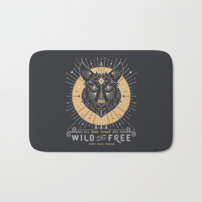 Wild & Free Wolf - Gold & Grey Bath Mat Gallery Image 1