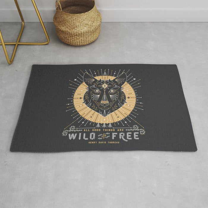 Wild & Free Wolf - Gold & Grey Rug Gallery Image 1